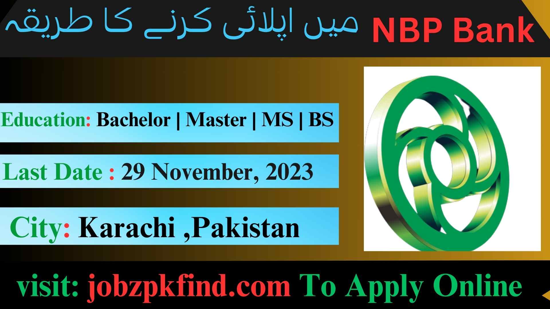 Latest National Bank of Pakistan NBP Bank Jobs Karachi 2023