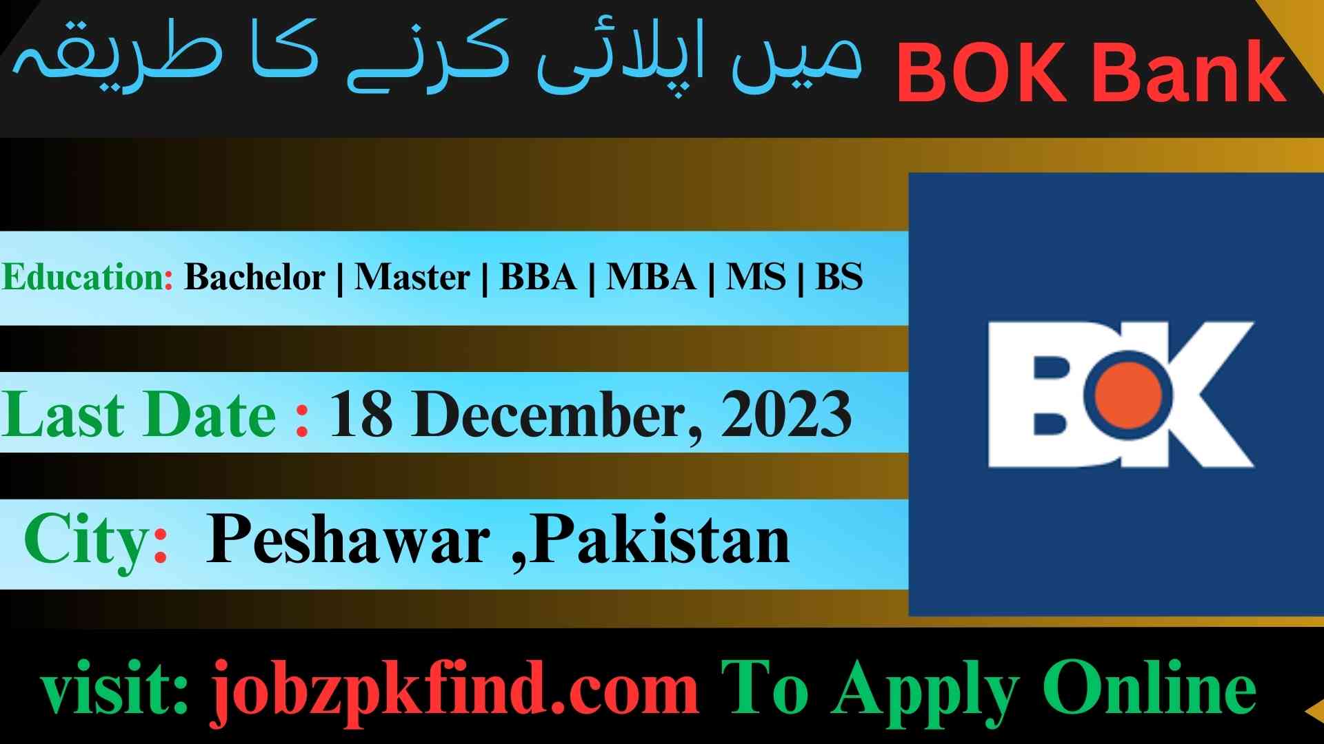 Latest The Bank of Khyber BOK Bank Jobs Peshawar 2023