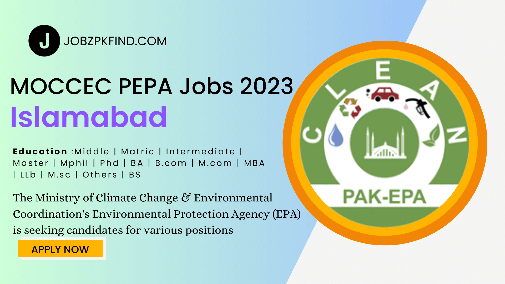 Environmental Protection Agency EPA Management Jobs in Islamabad 2023 